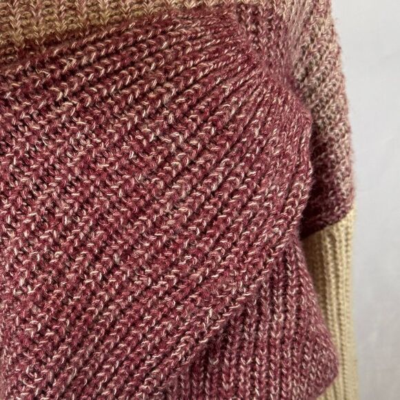 Burgundy wine and mocha long lantern sleeve cropped sweater size XL - Picture 2 of 6